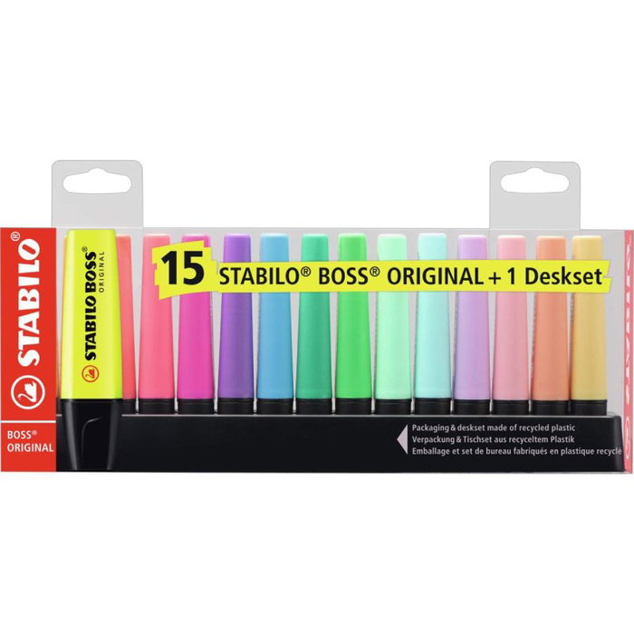 Stabilo Boss Original Set de Escritorio con 15 Marcadores (9 Fluorescentes y 6 Pastel) Stabilo Boss Original Set de Escritorio con 15 Marcadores (9 Fluorescentes y 6 Pastel)